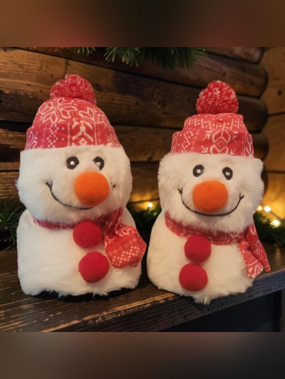 Festive Red & White Snowman Plush House Shoes - Size 7-8. NIB